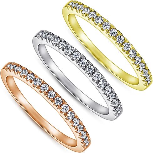 Gold Plated 925 Silver Sterling Rings for Women White Cubic Zirconia Jewelry Stacking Rings Gift for Women Wife Mother Girl in Saudi Arabia