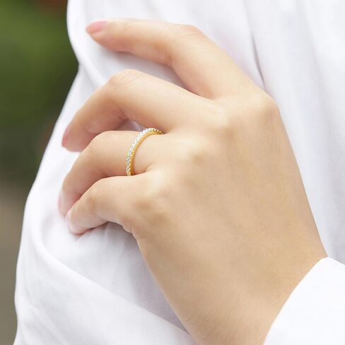 Gold Plated 925 Silver Sterling Rings for Women White Cubic Zirconia Jewelry Stacking Rings Gift for Women Wife Mother Girl in Saudi Arabia
