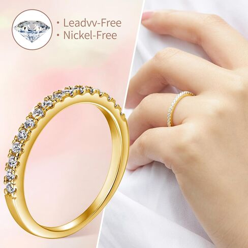 Gold Plated 925 Silver Sterling Rings for Women White Cubic Zirconia Jewelry Stacking Rings Gift for Women Wife Mother Girl in Saudi Arabia
