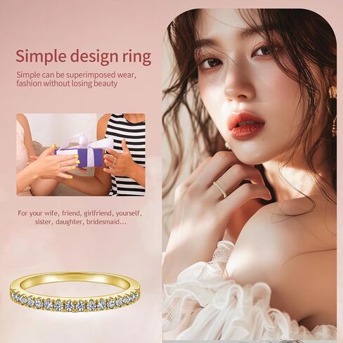 Gold Plated 925 Silver Sterling Rings for Women White Cubic Zirconia Jewelry Stacking Rings Gift for Women Wife Mother Girl in Saudi Arabia