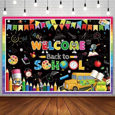 7x5ft Welcome Back to School Backdrop First Day of School Party Decorations for Teachers Students Kindergarten Preschool Classroom Blackboard Photography Background Banner Photo Props in Saudi Arabia