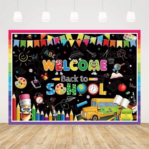 7x5ft Welcome Back to School Backdrop First Day of School Party Decorations for Teachers Students Kindergarten Preschool Classroom Blackboard Photography Background Banner Photo Props in Saudi Arabia
