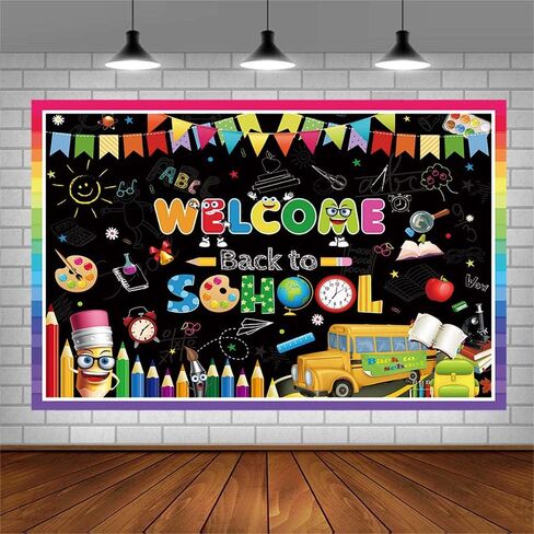 7x5ft Welcome Back to School Backdrop First Day of School Party Decorations for Teachers Students Kindergarten Preschool Classroom Blackboard Photography Background Banner Photo Props in Saudi Arabia