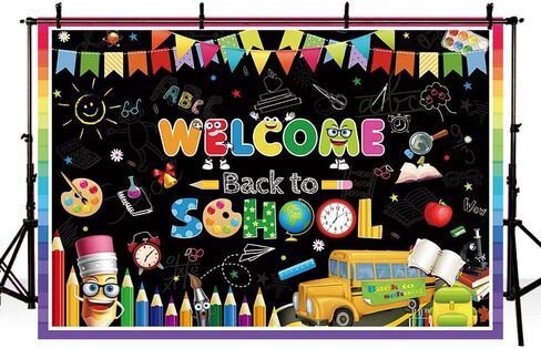 7x5ft Welcome Back to School Backdrop First Day of School Party Decorations for Teachers Students Kindergarten Preschool Classroom Blackboard Photography Background Banner Photo Props in Saudi Arabia