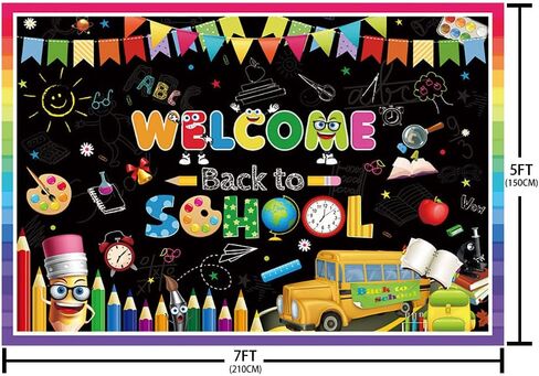 7x5ft Welcome Back to School Backdrop First Day of School Party Decorations for Teachers Students Kindergarten Preschool Classroom Blackboard Photography Background Banner Photo Props in Saudi Arabia