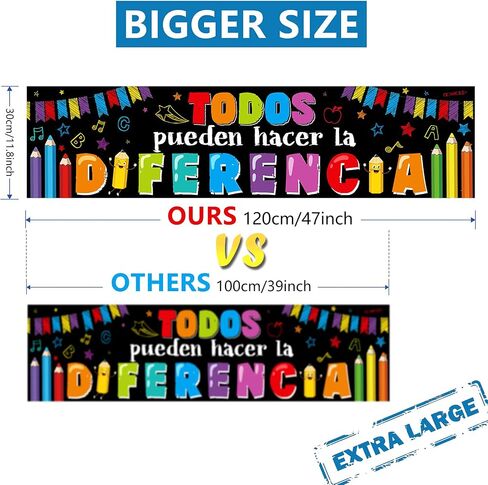 2 Pieces Bienvenidos Spanish Classroom Banners Bulletin Board Decoration Welcome Motivational Posters Wall Decor for Spanish Classroom in Pre School Elementary and Middle School in Saudi Arabia