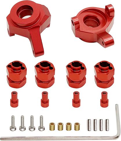 فاصل محور سداسي لعجلة RC مقاس 7 مم مع امتداد إزاحة 9.5 مم وقطعتين من مفاصل التوجيه لـ 1/24 RC الزاحف المحوري SCX24 90081 AXI00002 AXI00001 (أحمر) in Kuwait