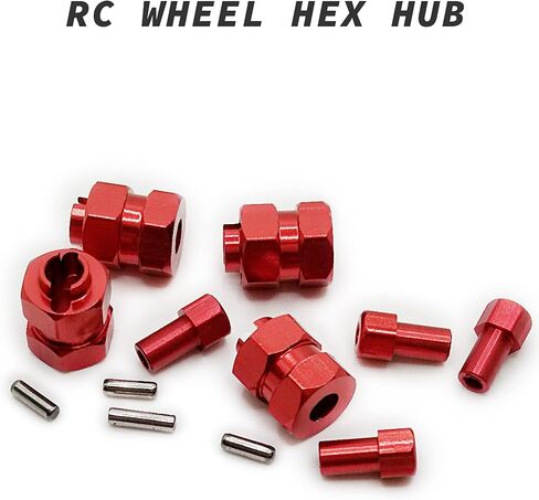 فاصل محور سداسي لعجلة RC مقاس 7 مم مع امتداد إزاحة 9.5 مم وقطعتين من مفاصل التوجيه لـ 1/24 RC الزاحف المحوري SCX24 90081 AXI00002 AXI00001 (أحمر) in Kuwait