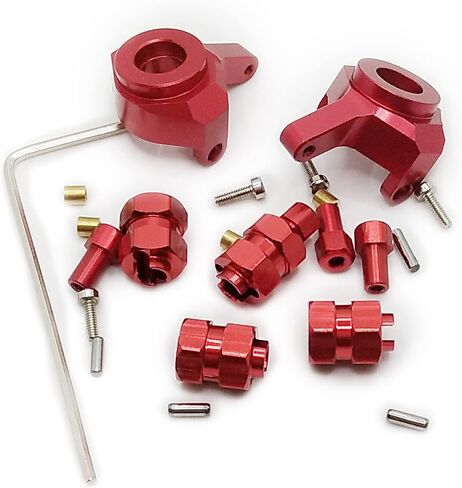 فاصل محور سداسي لعجلة RC مقاس 7 مم مع امتداد إزاحة 9.5 مم وقطعتين من مفاصل التوجيه لـ 1/24 RC الزاحف المحوري SCX24 90081 AXI00002 AXI00001 (أحمر) in Kuwait