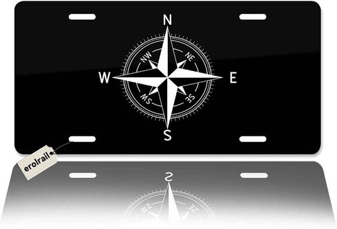 Front License Plate Cover Decor,Aluminum Noverlty License Plate Decorative Car Front, Metal License Plate,Vanity Tag,Decorative Signs 6X12 Inch - Steering Compass in Saudi Arabia