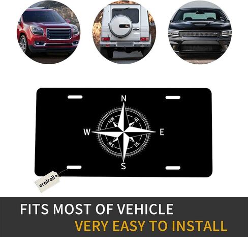 Front License Plate Cover Decor,Aluminum Noverlty License Plate Decorative Car Front, Metal License Plate,Vanity Tag,Decorative Signs 6X12 Inch - Steering Compass in Saudi Arabia