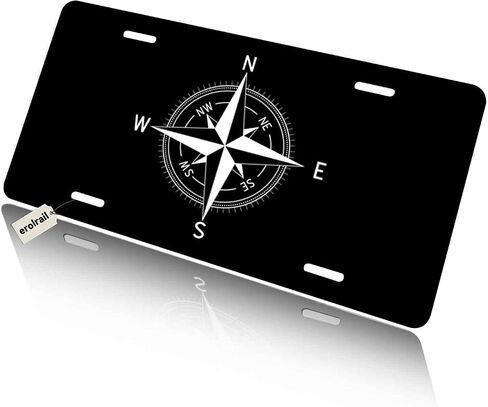 Front License Plate Cover Decor,Aluminum Noverlty License Plate Decorative Car Front, Metal License Plate,Vanity Tag,Decorative Signs 6X12 Inch - Steering Compass in Saudi Arabia