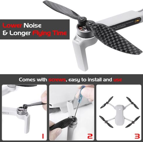 Mini 4K Carbon Fiber Propellers Low-Noise Replacement Blades Propeller Parts Compatible with DJI Mini 4K/Mini 2 SE/Mini 2/Mini SE Accessories in Saudi Arabia