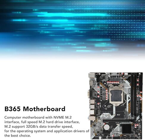 لوحة أم ASHATA B365 LGA1151 ATX، لوحة أم للكمبيوتر B365، لجيل Intel 6 7 8 9 لـ Core I3 I5 I7 ثنائي القناة DDR4 NVME M.2 واجهة PCI E 16X Gen 3.0 in Saudi Arabia