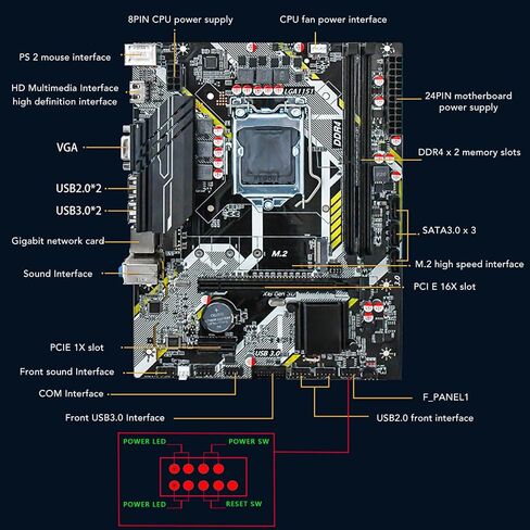 لوحة أم ASHATA B365 LGA1151 ATX، لوحة أم للكمبيوتر B365، لجيل Intel 6 7 8 9 لـ Core I3 I5 I7 ثنائي القناة DDR4 NVME M.2 واجهة PCI E 16X Gen 3.0 in Saudi Arabia