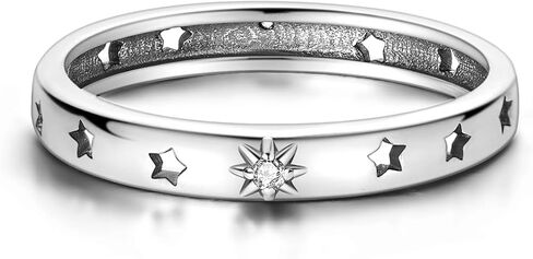 Parmuz 925 Sterling Silver Rings for Woman Dainty Stackable Ring CZ Star Moon Cross Eternity Engagement Bands Ring Gift for Her in Saudi Arabia