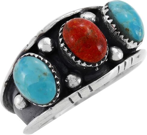 Turquoise Ring Sterling Silver 925 for Men Genuine Gemstones Size 9 to 13 in Kuwait