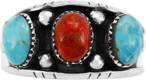 Turquoise Ring Sterling Silver 925 for Men Genuine Gemstones Size 9 to 13 in Kuwait