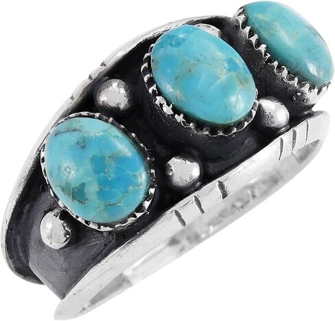 Turquoise Ring Sterling Silver 925 for Men Genuine Gemstones Size 9 to 13 in Saudi Arabia