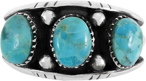 Turquoise Ring Sterling Silver 925 for Men Genuine Gemstones Size 9 to 13 in Saudi Arabia