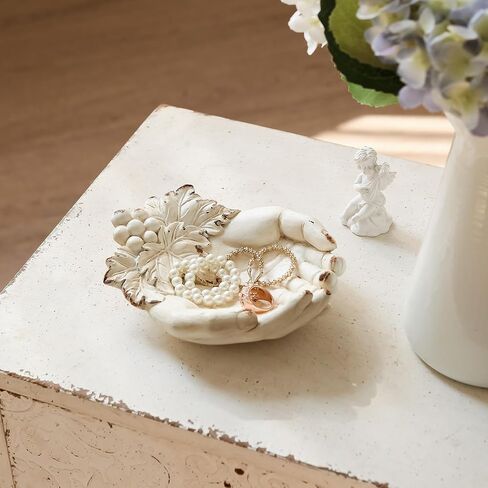 NIKKY HOME Vintage Hands Bowl Key Storage Jewelry Ring Tray Trinket Dish Decorative Organizer Holder for Healing Stones Rock Crystal Bracelet Earring Necklace Handmade Gift for Women Girl in Saudi Arabia