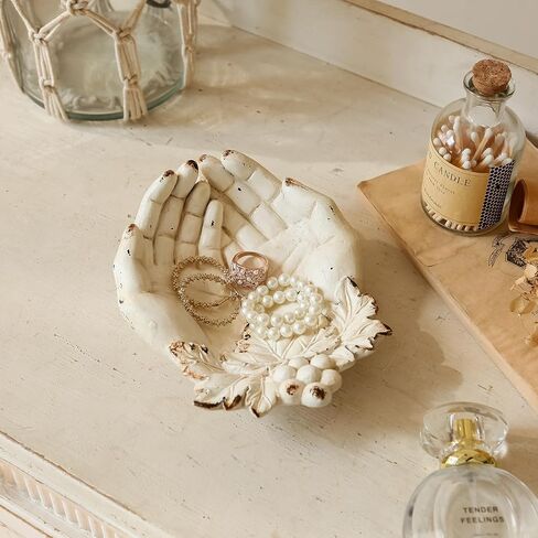 NIKKY HOME Vintage Hands Bowl Key Storage Jewelry Ring Tray Trinket Dish Decorative Organizer Holder for Healing Stones Rock Crystal Bracelet Earring Necklace Handmade Gift for Women Girl in Saudi Arabia