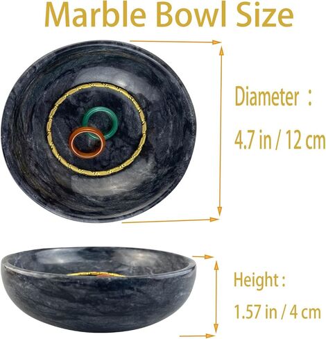 Marble Jewellery Bowl, Decorative Trinket Bowl, Decorative Key Bowl, Birthday Mother's Day Christmas Gift, Black 4.75", in Kuwait