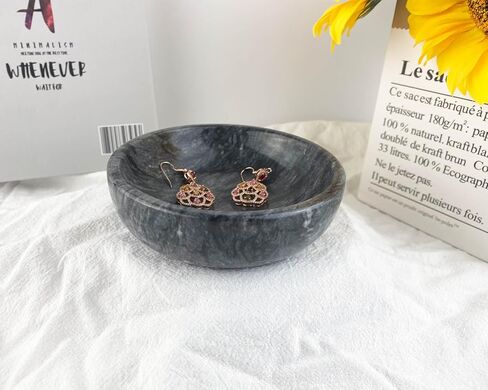 Marble Jewellery Bowl, Decorative Trinket Bowl, Decorative Key Bowl, Birthday Mother's Day Christmas Gift, Black 4.75", in Kuwait