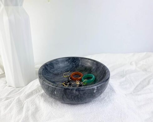 Marble Jewellery Bowl, Decorative Trinket Bowl, Decorative Key Bowl, Birthday Mother's Day Christmas Gift, Black 4.75", in Kuwait