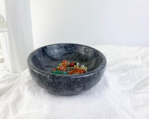 Marble Jewellery Bowl, Decorative Trinket Bowl, Decorative Key Bowl, Birthday Mother's Day Christmas Gift, Black 4.75", in Kuwait