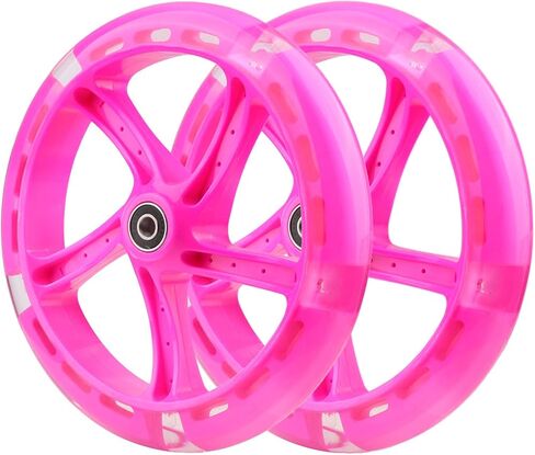 عجلات سكوتر بديلة من البولي يوريثان مقاس 8 بوصات 5 مصابيح LED ملونة تضيء عجلات سكوتر 200 مم ترقيات لسكوتر الحلاقة A5 للأطفال والكبار، عبوة من قطعتين (أسود) in Kuwait