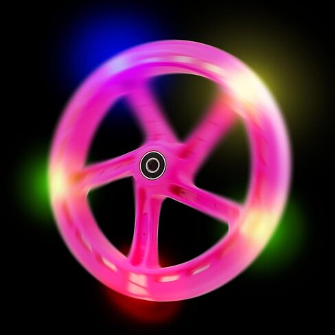 عجلات سكوتر بديلة من البولي يوريثان مقاس 8 بوصات 5 مصابيح LED ملونة تضيء عجلات سكوتر 200 مم ترقيات لسكوتر الحلاقة A5 للأطفال والكبار، عبوة من قطعتين (أسود) in Kuwait