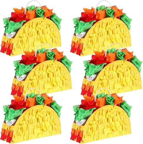 Junkin 6 Pcs Mini Mexico Taco Pinatas for Cinco de Mayo Party, Little Fiestas Pinata for Mexican Decorations Pinatas Celebrate Birthday Party Mexican Carnivals Taco Tuesday Event in Saudi Arabia