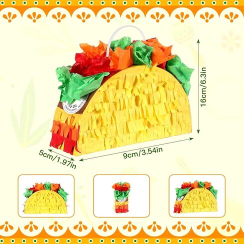 Junkin 6 Pcs Mini Mexico Taco Pinatas for Cinco de Mayo Party, Little Fiestas Pinata for Mexican Decorations Pinatas Celebrate Birthday Party Mexican Carnivals Taco Tuesday Event in Saudi Arabia