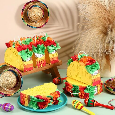Junkin 6 Pcs Mini Mexico Taco Pinatas for Cinco de Mayo Party, Little Fiestas Pinata for Mexican Decorations Pinatas Celebrate Birthday Party Mexican Carnivals Taco Tuesday Event in Saudi Arabia