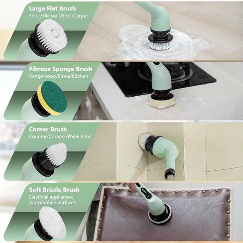 Upgraded Electric Spin Scrubber,Waterproof Cordless Shower Cleaning Brush,Power Shower Scrubber with 6 Replaceable Brush Heads & Adjustable Extension Handle,Electric Mop for Bathroom,Tub,Tile in Saudi Arabia