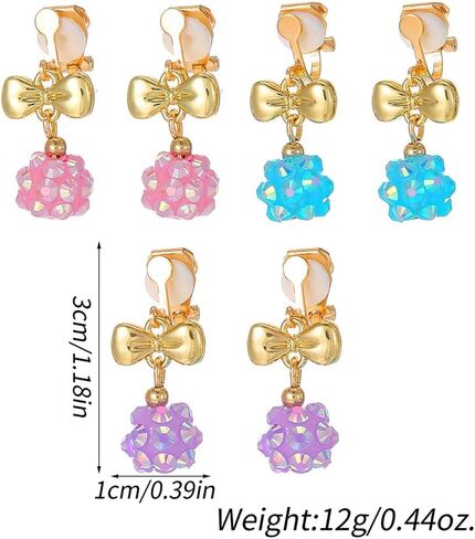 3/6 Pairs Funny Cute Cartoon Dinosaur Cat Clip on Earrings Kawaii Enamel Butterfly Animals Pets Harajuku Non Piercing Stud Earrings for Women Girls Jewelry Gifts in Saudi Arabia