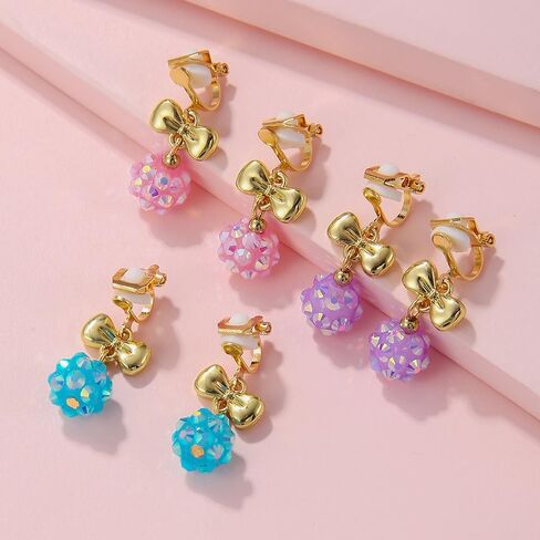 3/6 Pairs Funny Cute Cartoon Dinosaur Cat Clip on Earrings Kawaii Enamel Butterfly Animals Pets Harajuku Non Piercing Stud Earrings for Women Girls Jewelry Gifts in Saudi Arabia