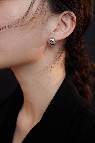 أقراط مشبكية على شكل صدفة كروية من الفضة الإسترليني عيار 925 مطلية بالذهب أقراط مشبكية هدية مجوهرات للنساء والفتيات المراهقات in Kuwait