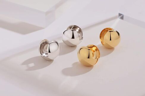 أقراط مشبكية على شكل صدفة كروية من الفضة الإسترليني عيار 925 مطلية بالذهب أقراط مشبكية هدية مجوهرات للنساء والفتيات المراهقات in Kuwait