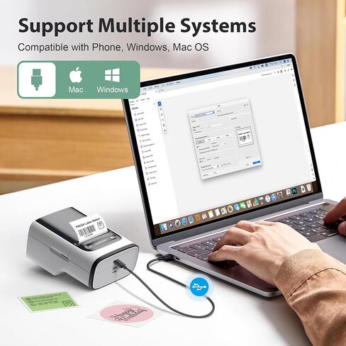 صانع الملصقات PM220، طابعات ملصقات حرارية محمولة تعمل بتقنية البلوتوث للهاتف والكمبيوتر الشخصي، آلة صنع الملصقات مقاس 2 بوصة مع شريط ملصقات، سهلة الاستخدام للمكتب والمنزل، فضي أبيض in Kuwait