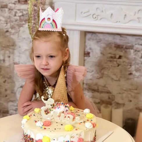 قبعة قوس قزح لعيد الميلاد لحفلات أعياد الميلاد، قبعة دعائم صور عيد ميلاد لامعة للأولاد والبنات، قبعة قوس قزح باستيل in Kuwait