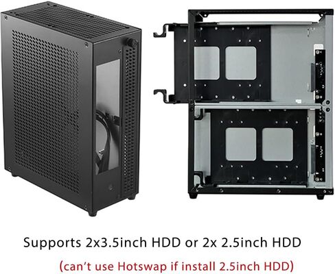 حقيبة Mini ITX NAS، هيكل خادم تخزين شبكة NAS، حاوية 2 Bay تدعم 2X 3.5 بوصة HDD Hotswap، حقيبة كمبيوتر صغيرة مع Type-C وUSB3.0 in Kuwait