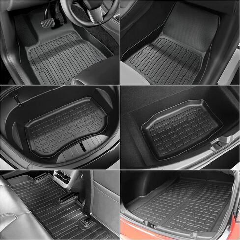 Floor Mats for Tesla Model 3 2021 2022 2023 All-Weather Custom Fit Interior Liners Waterproof Heavy Duty Floor Liners Front Real Seat Car Floor Mats Frunk Trunk Mats 6Pcs Full Set in Saudi Arabia