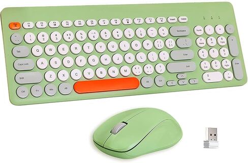 Wireless Keyboard and Mouse Combo,JieruiDeng 2.4Ghz USB Cordless Full-Sized Colorful Keyboard with Numeric Keypad and Noisless Mice Set for Computer Laptop PC Gamer (Lemon-Yellow) in Kuwait