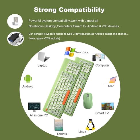 Wireless Keyboard and Mouse Combo,JieruiDeng 2.4Ghz USB Cordless Full-Sized Colorful Keyboard with Numeric Keypad and Noisless Mice Set for Computer Laptop PC Gamer (Lemon-Yellow) in Kuwait