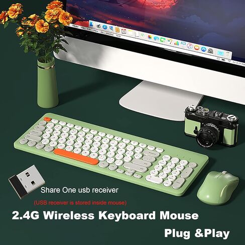 Wireless Keyboard and Mouse Combo,JieruiDeng 2.4Ghz USB Cordless Full-Sized Colorful Keyboard with Numeric Keypad and Noisless Mice Set for Computer Laptop PC Gamer (Lemon-Yellow) in Kuwait