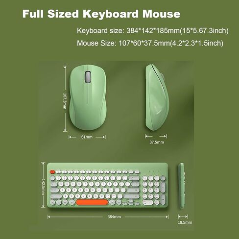 Wireless Keyboard and Mouse Combo,JieruiDeng 2.4Ghz USB Cordless Full-Sized Colorful Keyboard with Numeric Keypad and Noisless Mice Set for Computer Laptop PC Gamer (Lemon-Yellow) in Kuwait