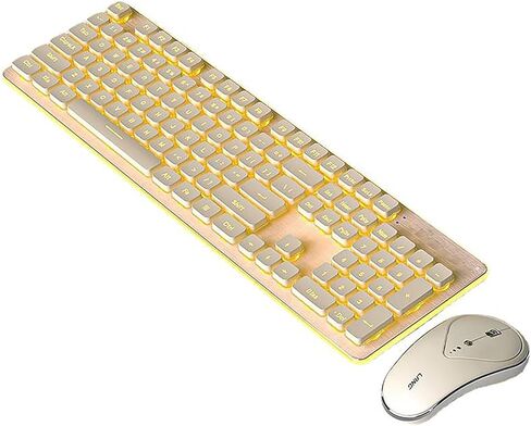 Wireless Keyboard and Mouse Combo Backlit,Rechargeable 104-Key Full Sized Menbrane Keyboard and Silent Mice Set,2.4Ghz Connection,Ergonomic,Home Office Gamer Use (Black with White Light) in Saudi Arabia