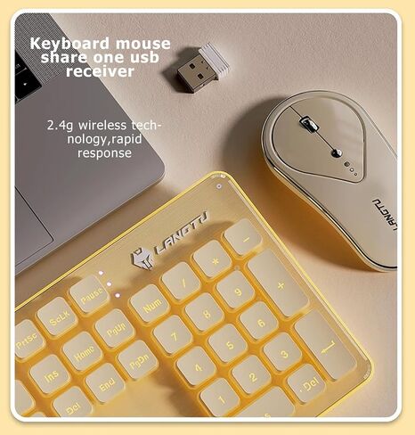 Wireless Keyboard and Mouse Combo Backlit,Rechargeable 104-Key Full Sized Menbrane Keyboard and Silent Mice Set,2.4Ghz Connection,Ergonomic,Home Office Gamer Use (Black with White Light) in Saudi Arabia